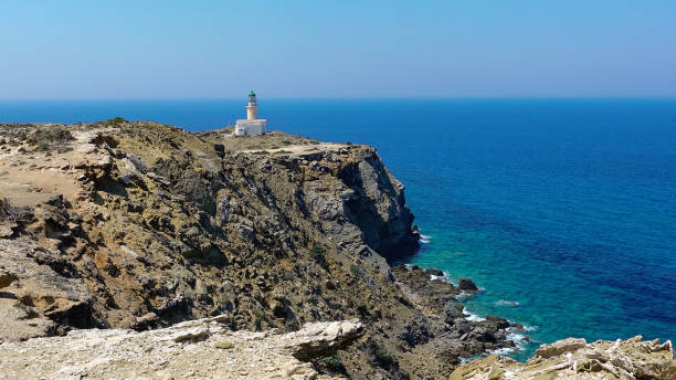 istock Cape, in the background lighthouse and blue sea, Greece, Prasonisi. 1253097364