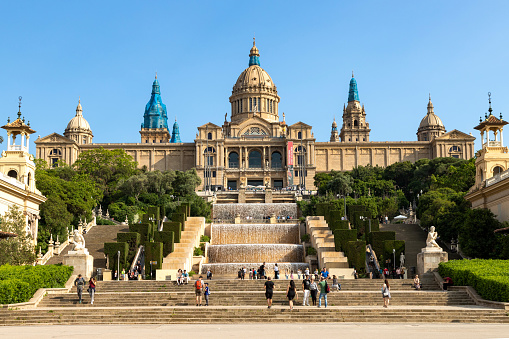National Museum of art of Catalonia, Plaza de Les cascades. Spain, Barcelona may 2019