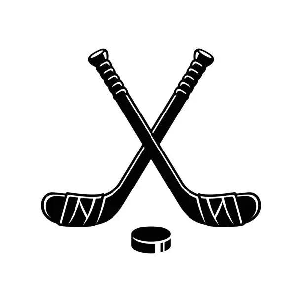 Vector illustration of Ice hockey sticks and puck