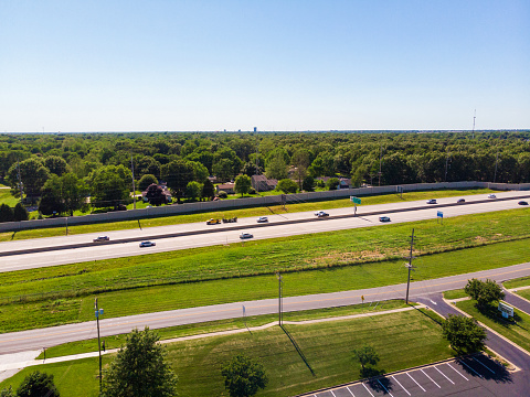 American Neighborhood from Above Homes and Subdivisions Midwest USA Aerial Residential Views Springfield Missouri over Highway 65 (Shot with DJI Mavic Air 12mp 4032 × 3024 photos professionally retouched - Lightroom / Photoshop)