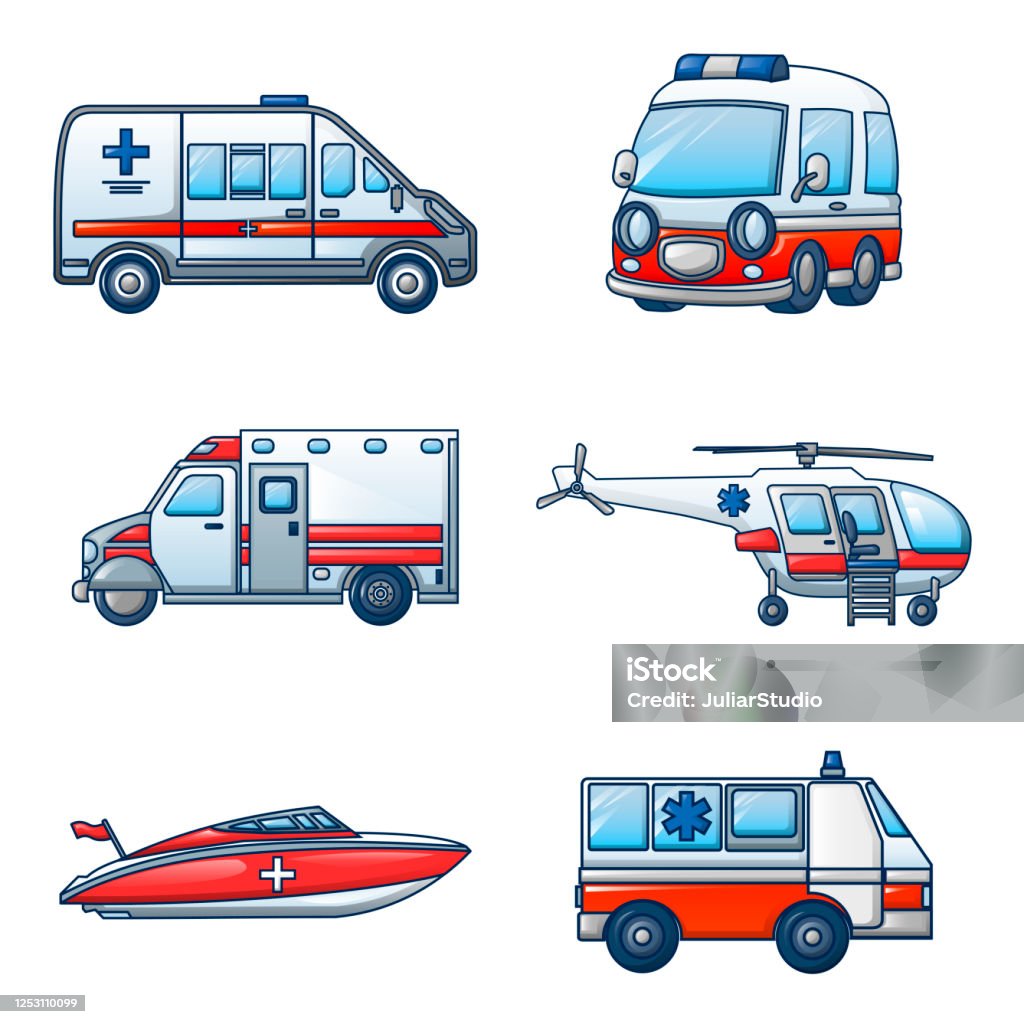 Ilustración de Iconos De Transporte De Ambulancia Establecidos Estilo De  Dibujos Animados y más Vectores Libres de Derechos de Asistencia sanitaria  y medicina - iStock