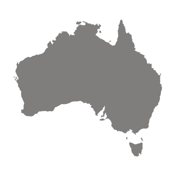 Gray silhouette of Australia. Southern continent. Vector background Gray silhouette of Australia. Southern continent. Vector colonies map stock illustrations