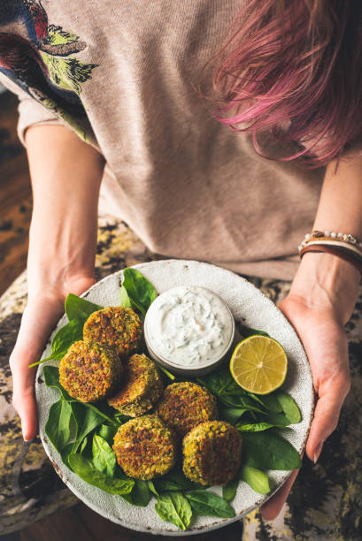 istock Chickpea Spinach Falafel With Tzatziki Sauce 1253112252