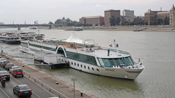 danube river cruise - europe bridge editorial eastern europe imagens e fotografias de stock