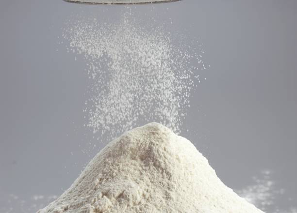 istock Sifted Flour against Grey Background 1253118244