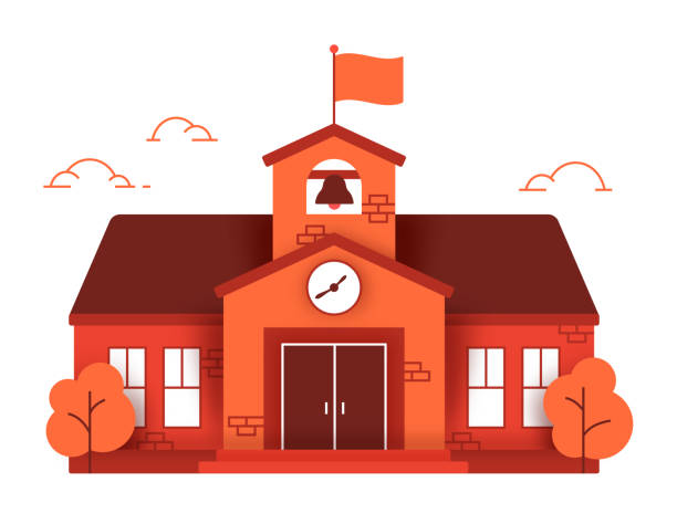 illustrations, cliparts, dessins animés et icônes de bâtiment scolaire - établissement scolaire