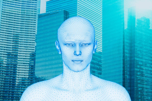 istock Identification of man by Biometric Facial Recognition Scanning System concept 3d render 1253131204