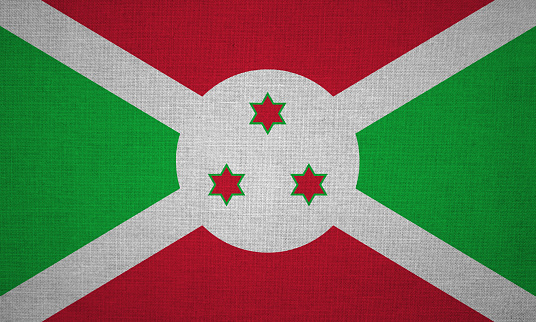 Burundi flag in texture of fabric.