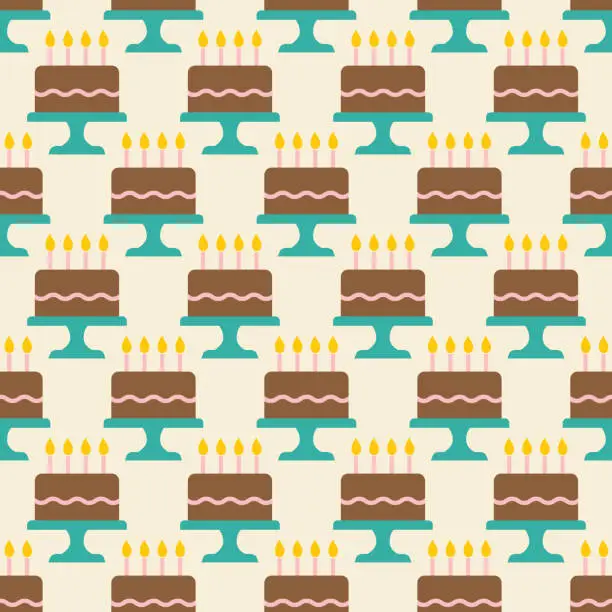 Vector illustration of Colorful Birthday Cake Seamless Pattern