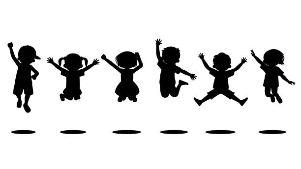 ilustrações de stock, clip art, desenhos animados e ícones de kids jumping - pre adolescent child child white background asian ethnicity