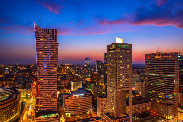 istock Night view of Warsaw 1253134083