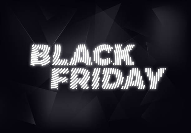 Black Friday Sale Banner Design. White Glowing Text on Black Background. Vector Advertising Illustration Black Friday Sale Banner Design. White Glowing Text on Black Background. Vector Advertising Illustration. black friday shopping event illustrations stock illustrations