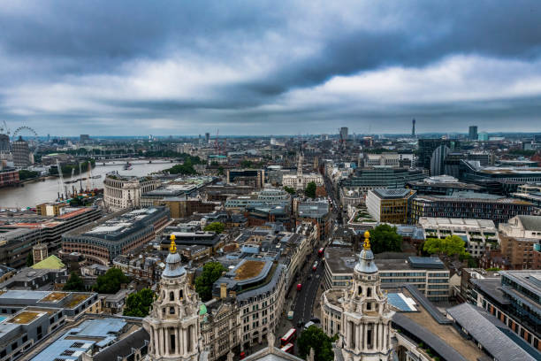 Panoramic view of London from St. Paul's Cathedral stock photo