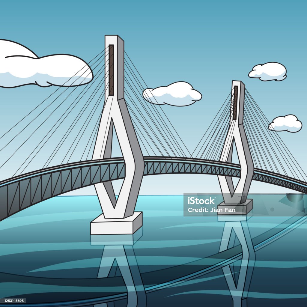 Cây Cầu Bắc Qua Hồ Hình Minh Họa Vector Hình minh họa Sẵn có - Tải ...