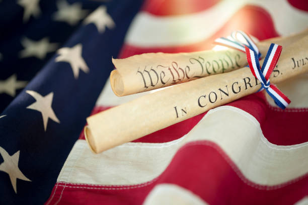 istock American Flag, Declaration of Independence and US Constitution 1253148285