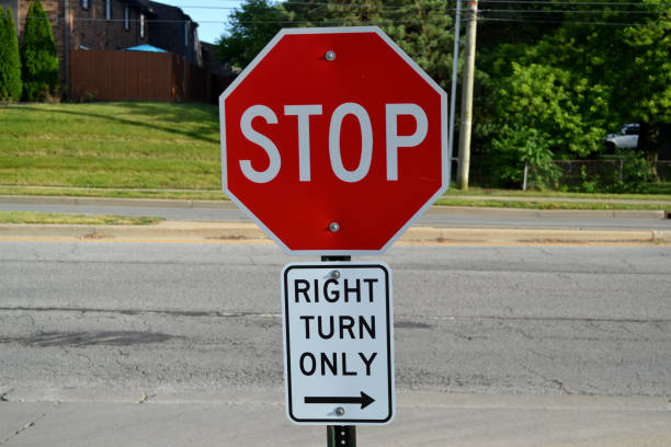 istock Stop Sign Right Turn Only Signage 1253148341