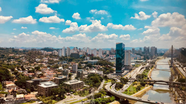 VIEW OF A RIVER OF SAO PAULO - BRAZIL A view of the main River that margin the city of São Paulo são paulo stock pictures, royalty-free photos & images