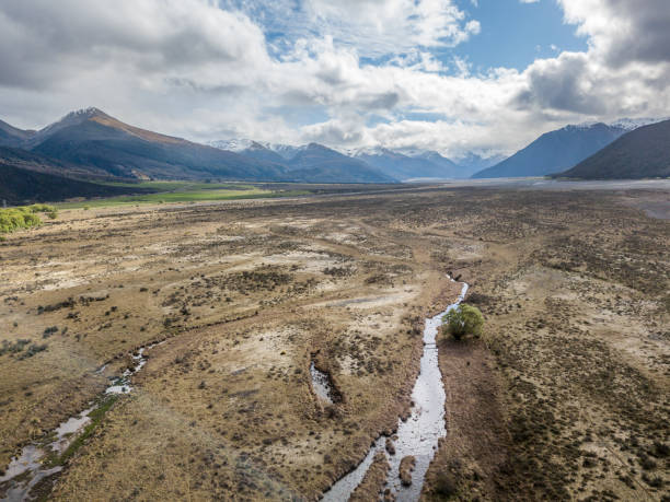istock Aerial vista on glacier valley 1253162624