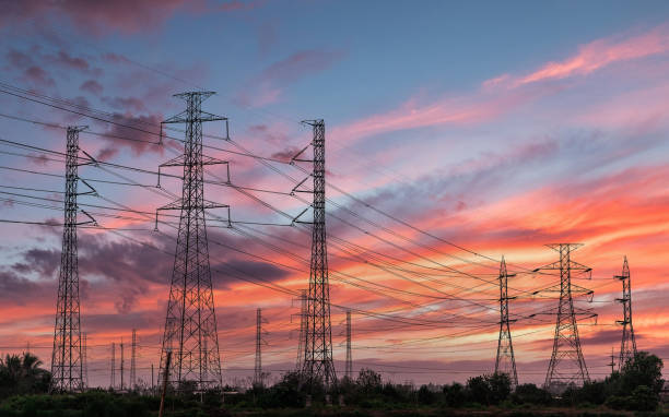 High voltage electric tower. stock photo