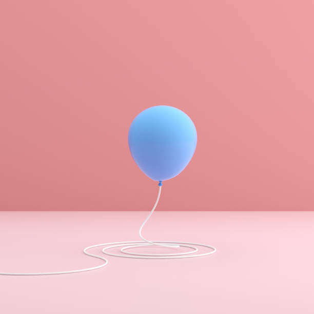 istock Blue balloon on pink background in minimal style. 3D render. 1253179527
