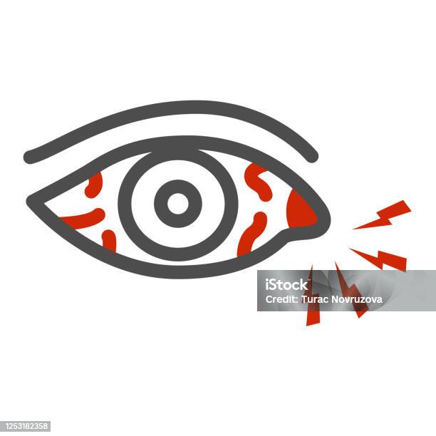 Eye Pain And Infection Line Icon Illness And Injury Concept Sore Eyes Sign On White Background Redness Of Eyes Icon In Outline Style For Mobile Concept And Web Design Vector Graphics Stock Illustration - Download Image Now