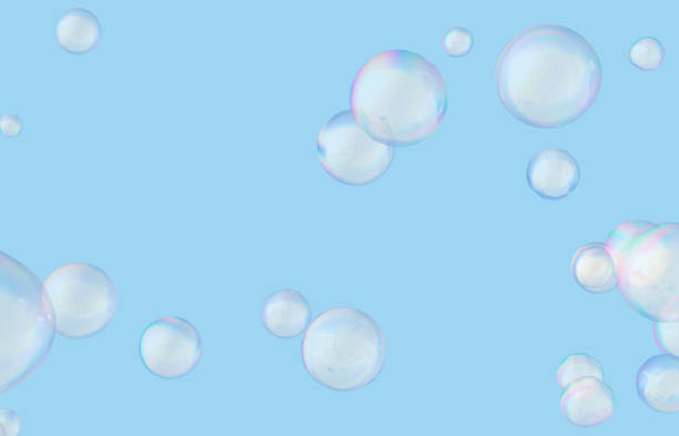 istock Abstract 3d art with holographic floating liquid blobs, soap bubbles, metaballs. 1253188878