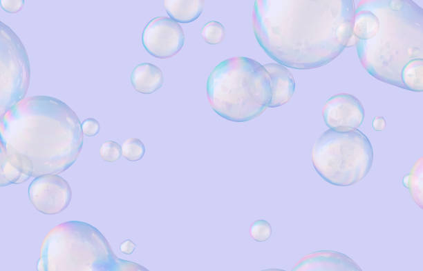 istock Abstract 3d art with holographic floating liquid blobs, soap bubbles, metaballs. 1253188904