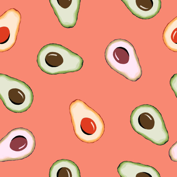 avocado-blister nahtloses muster. - guacamole avocado cutting white background stock-grafiken, -clipart, -cartoons und -symbole