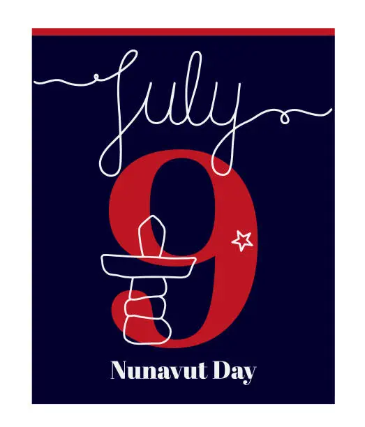 Vector illustration of Calendar sheet, vector illustration on the theme of Nunavut Day on July 9.