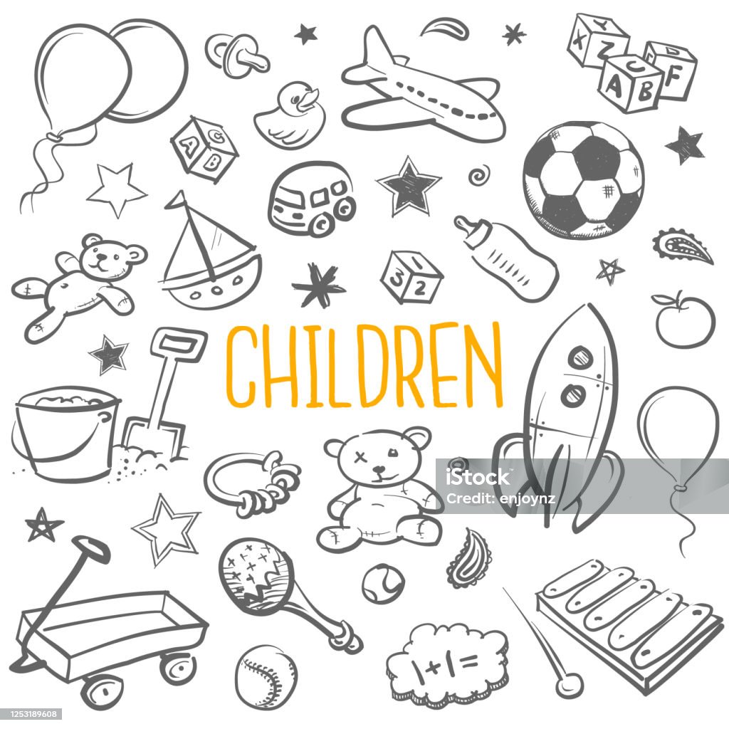 Fun Kids Themed Sketches Stock Illustration - Download Image Now ...