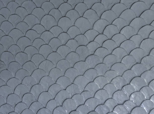 istock Silver fish scale mortar plaster pattern of wallpaper in vintage style for background 1253192821