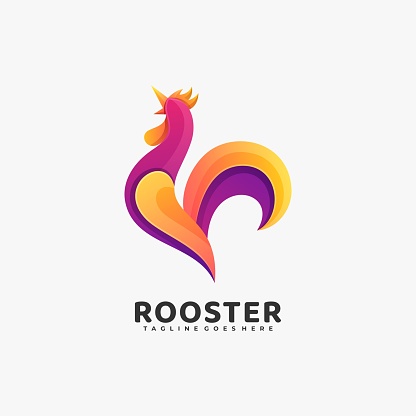 Vector Illustration Rooster Gradient Colorful Style.