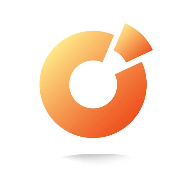 runde kreis-logo abstrakte orange farbe mit stück element als finanzdiagramm oder kreis diagramm logotype vorlage design vektorsymbol, konzept der geometrischen statistiken datensymbol, moderne kugel - vitalität grafiken stock-grafiken, -clipart, -cartoons und -symbole