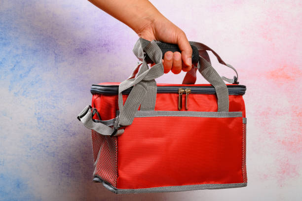 istock hand holding a red lunch pack carrier or insulation bag 1253203400
