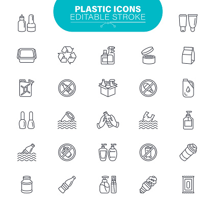 Product packs, Container, Bottle, Canister, Package, Editable Line Icon Set