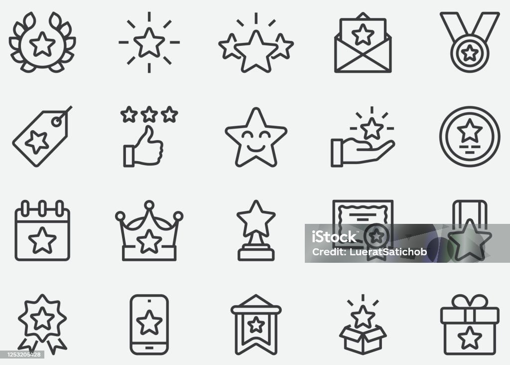 Star Award Line Icons Icon stock vector