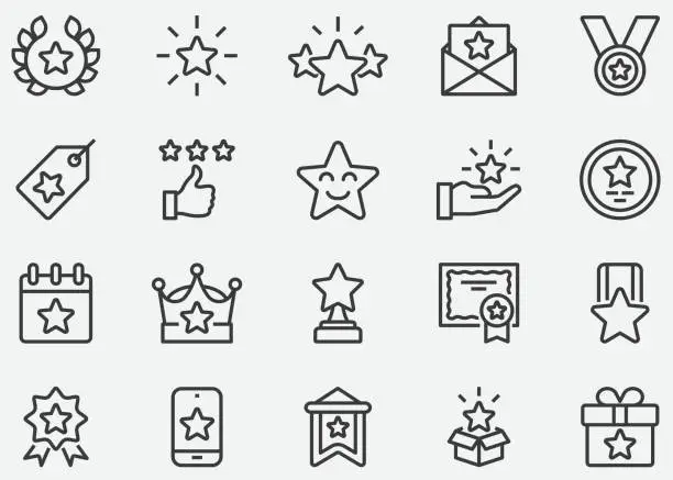 Vector illustration of Star Award Line Icons