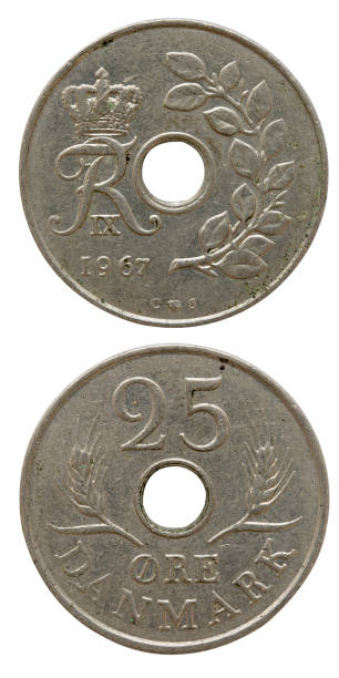 istock 25 ore 1967 coin isolated on white background, Denmark 1253209341