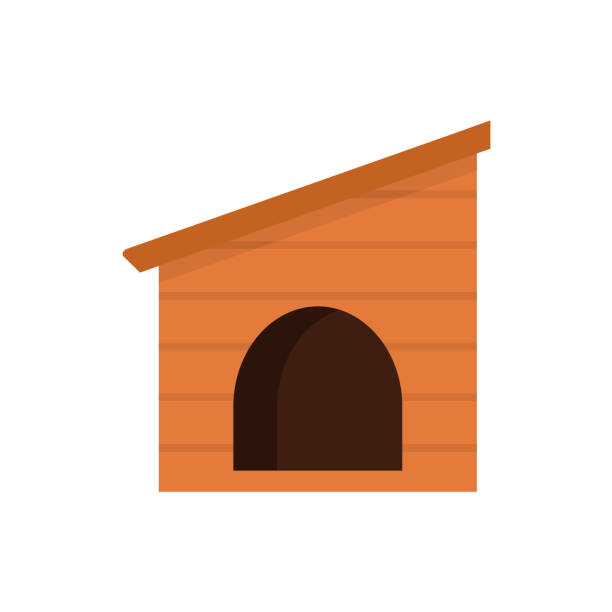 ilustrações, clipart, desenhos animados e ícones de doghouse flat, ícone de cachorro casa de madeira, ilustração vetorial isolada em fundo branco - in the dog house kennel house isolated