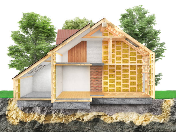 istock Sliced house  in construction process on a white background . 3d illustration 1253215011