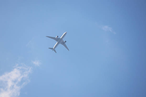 Two-engine commercial plane during taking off
