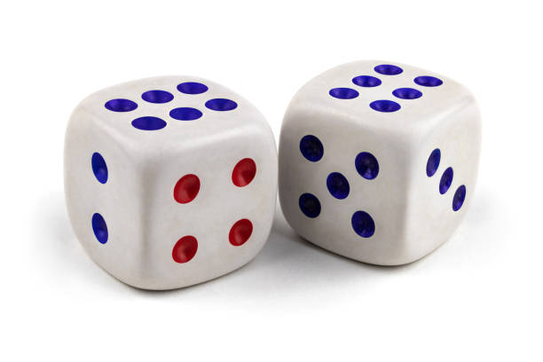 istock Two white dice, close-up, isolated on white background. Six and six. 1253222324