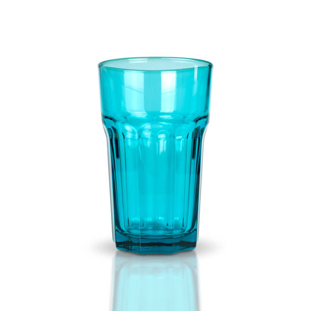 istock Clear blue glass isolated on white background. with clipping paths. 1253224562
