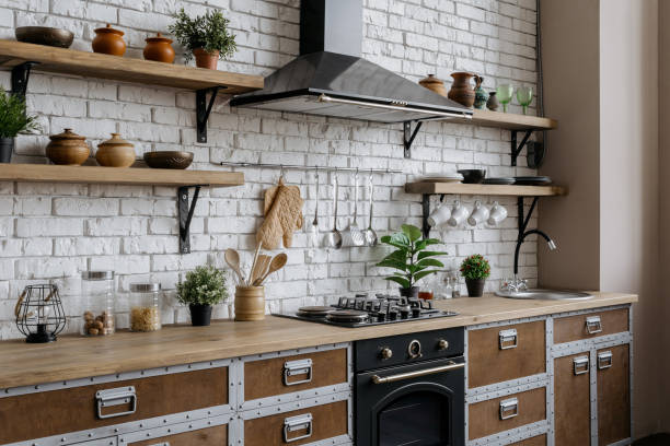 istock Kitchen with modern interior, furniture and equipment 1253226403