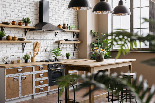 istock Kitchen with modern interior, furniture and equipment 1253226447