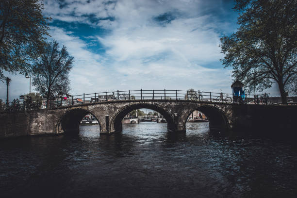 istock Beautiful Bridge With Bicycles Over Amstel River In Amsterdam, The Netherlands 1253227592