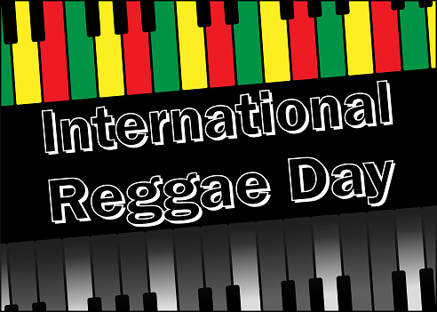 Vector banner for International Reggae Day, annually celebrated in July to emphasize the importance of this musical movement. Vector EPS 10.
