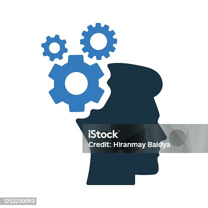 istock Brainstorming, gear, head, strategy icon 1253230093