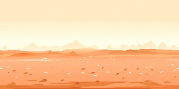 Vector illustration of Martian desert game background