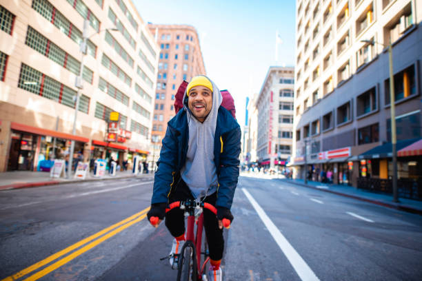 Active young people riding bikes 